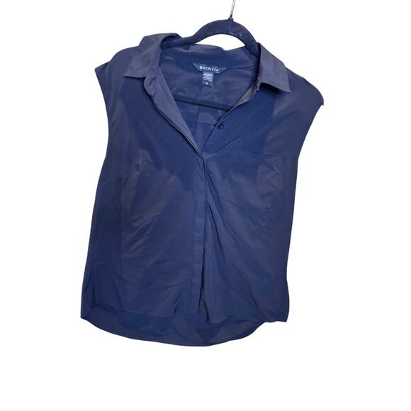 Athleta Black Sleeveless Collared Button Up Shirt Women’s Medium Oversized Boxy - Picture 10 of 10